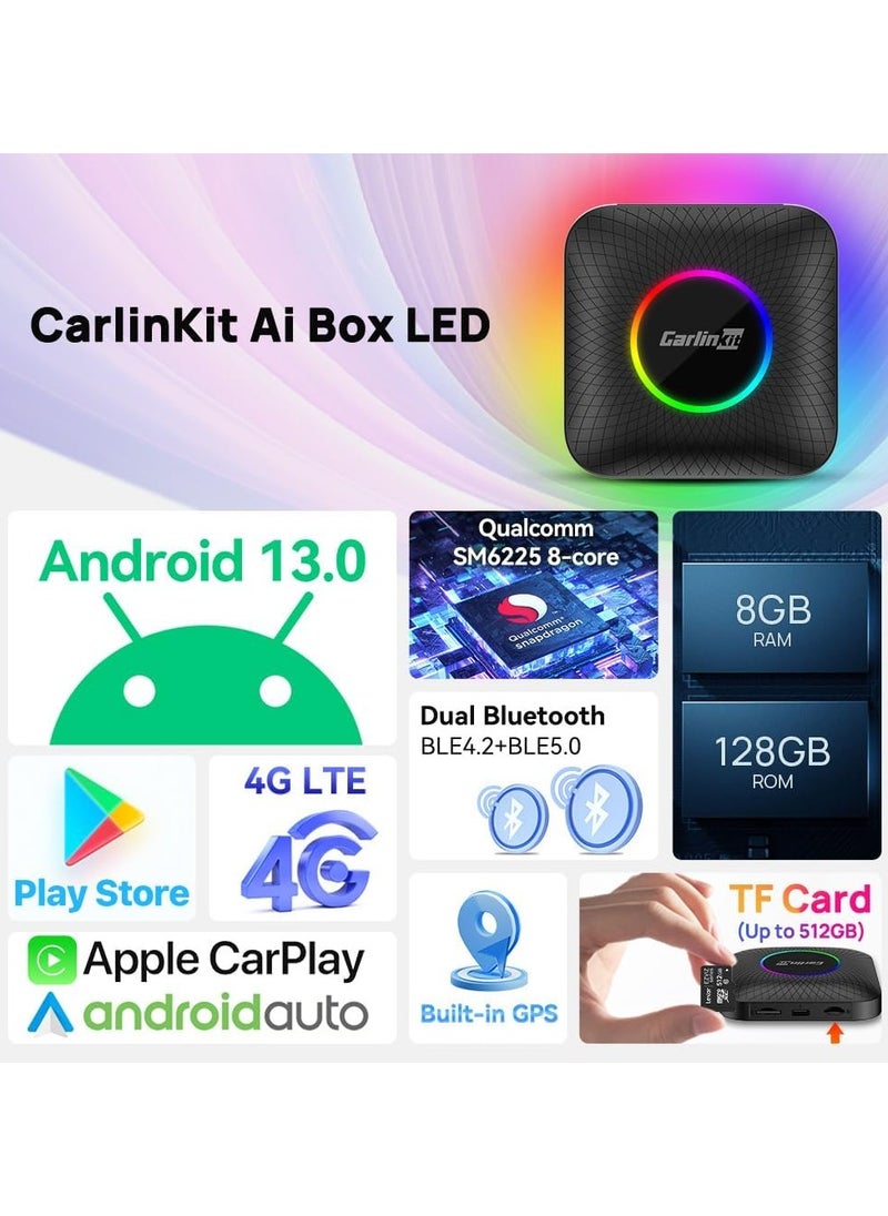 Carlinkit Newest Android 13.0 Ai Box LED, 8+128GB with Qualcomm 8-cores, 3-in-1 Wireless CarPlay/Android Auto Comes with Play Store, Streaming Video, Only for The Vehicle with Wired CarPlay - pzsku/Z5F569F3D70A734800A6BZ/45/_/1733127815/5fd505b3-2fd9-41bf-984b-462293ce7bcd