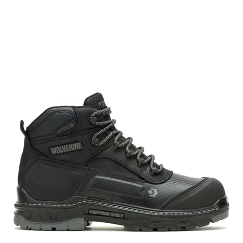 Wolverine Men'sOverpass 6" Mid Composite Toe Waterproof Work Boot, Black/Grey, 10 Medium - Image 2