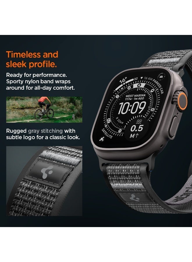 Spigen Athlex Air 2 Apple Watch Band for Apple Watch Ultra 3/2/1 49mm, Series 10 46mm, 9/8/7 45mm, SE2/SE/6/5/4 44mm, 3/2/1 42mm Adjustable Loop Band Strap - Active Black Gray - Image 5
