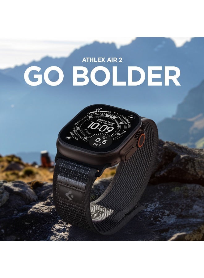 Spigen Athlex Air 2 Apple Watch Band for Apple Watch Ultra 3/2/1 49mm, Series 10 46mm, 9/8/7 45mm, SE2/SE/6/5/4 44mm, 3/2/1 42mm Adjustable Loop Band Strap - Active Black Gray - Image 3