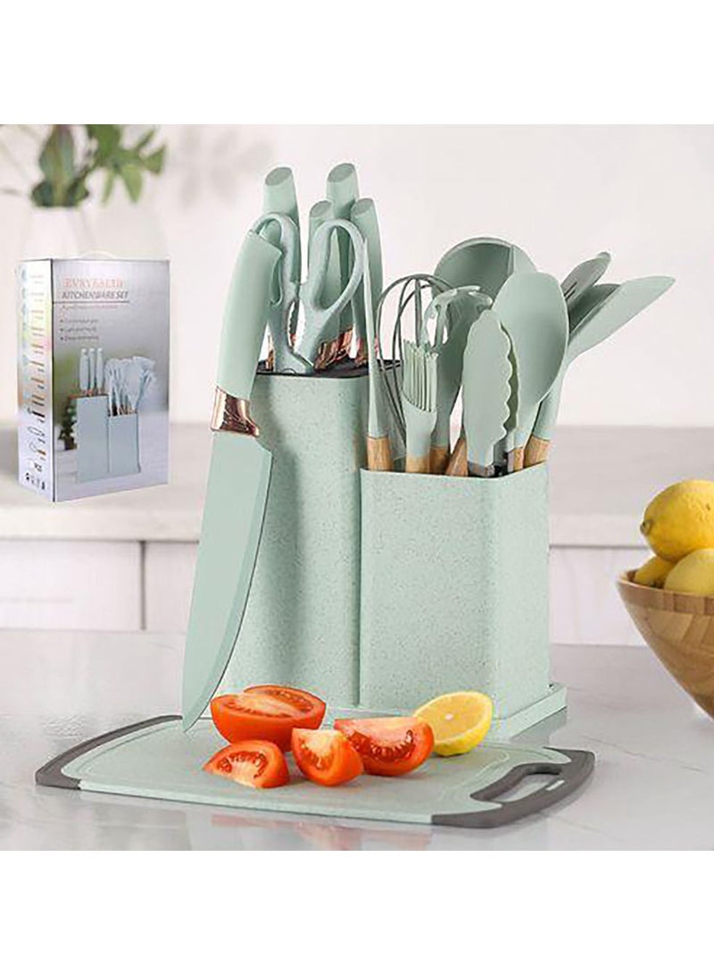 طقم ملاعق تقليب أدوات طهي بتصميم عصري مزودة بحامل - Image 1