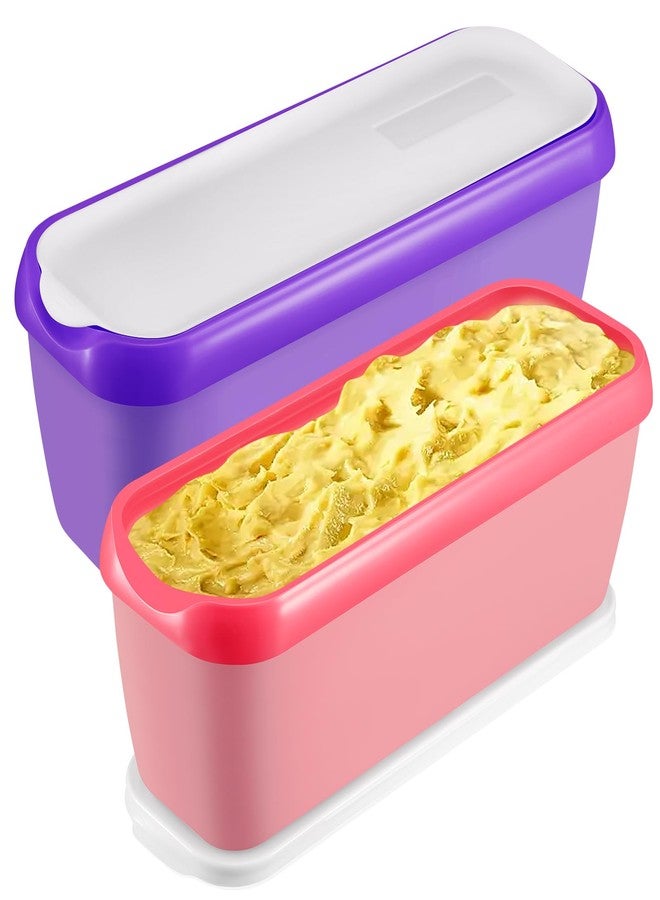 Boxdljh Ice Cream Containers Set of 2, 1.5 Quart Ice Cream Tub, Reusable Homemade Ice Cream Tubs with Stackable Freezer Storage Container for Yogurt, Sorbet, Gelato (Purple+Pink==2Pack) - Image 1