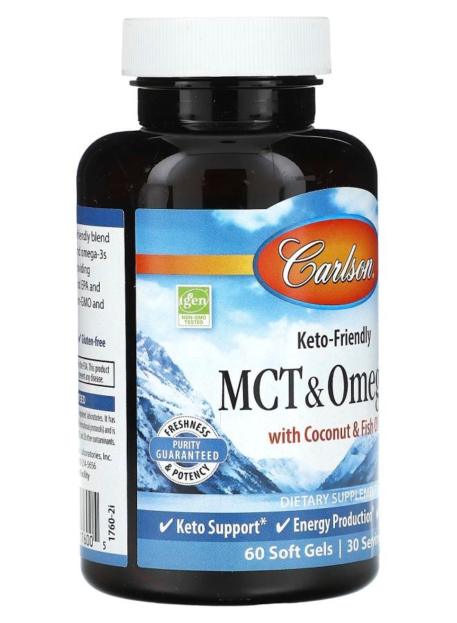 Carlson MCT & Omega-3 With Coconut & Fish Oil 60 Soft Gels - Image 2