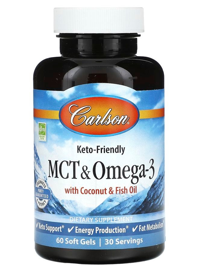 Carlson MCT & Omega-3 With Coconut & Fish Oil 60 Soft Gels - Image 1