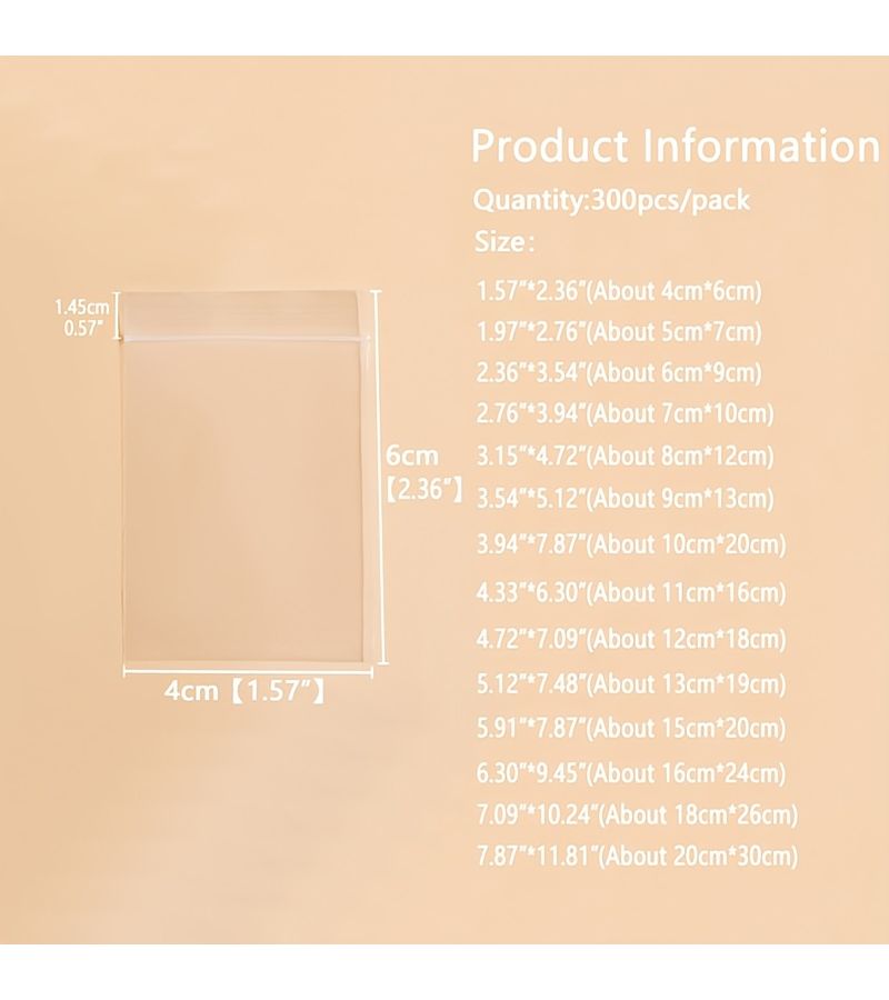 300Pcs Clear Resealable Poly Bags 3.94-5.91inch For Art Prints Jewelry Storage - Image 4