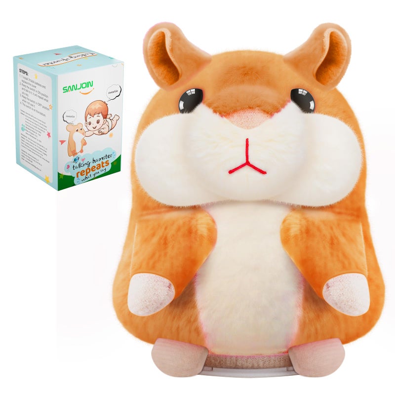 SANJOIN Kids Toddler Toys for Ages 2-4, Easter Basket Stuffers Talking Hamster Repeats What You Say,Kids Easter Gifts Interactive Plush Toy for Boys Girls for 2 3 4 5 6 Year Old Birthday Gift(Brown) - Image 1