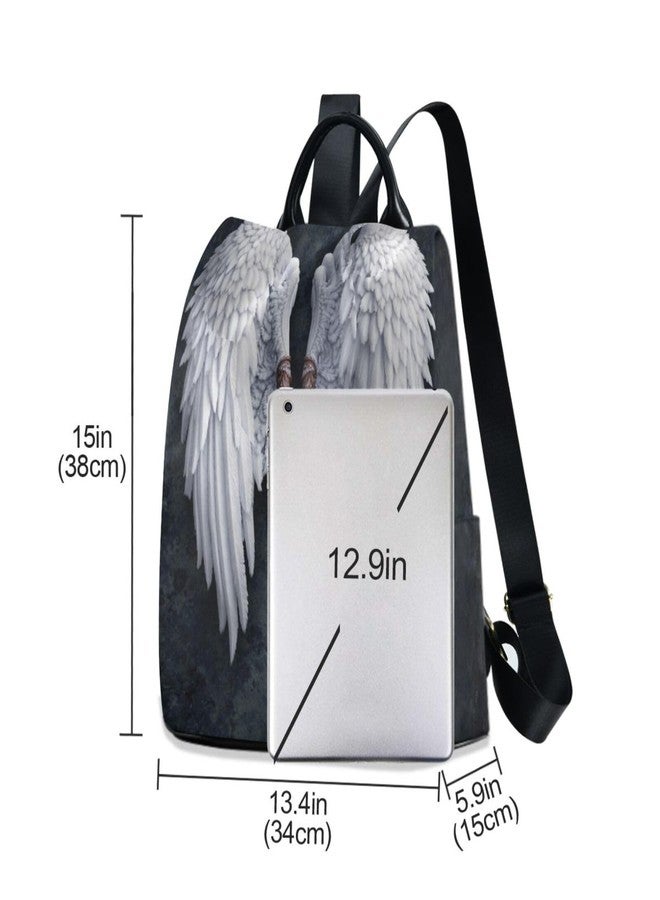 ZOEO Anti Theft Backpack Angel Wings Feather Women Large Fashion Travel Shoulder Bag Purse Rucksack Lightweight - Image 3