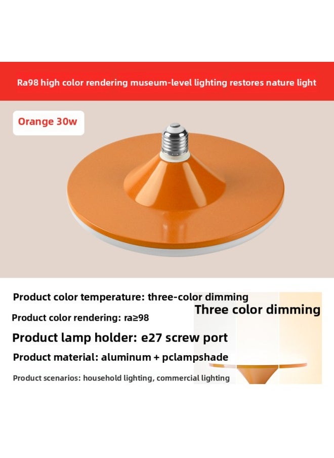 Generic - Full Spectrum Flying Saucer Lamp Home E27 Screw Led Super Bright Energy-saving Lamp Three-color Variable Light Eye Protection Bulb Warm Light Indoor-Specifications:Full Spectrum [eye Protection Ra98] Orange Model—30w—three Color Changing Light - Image 1