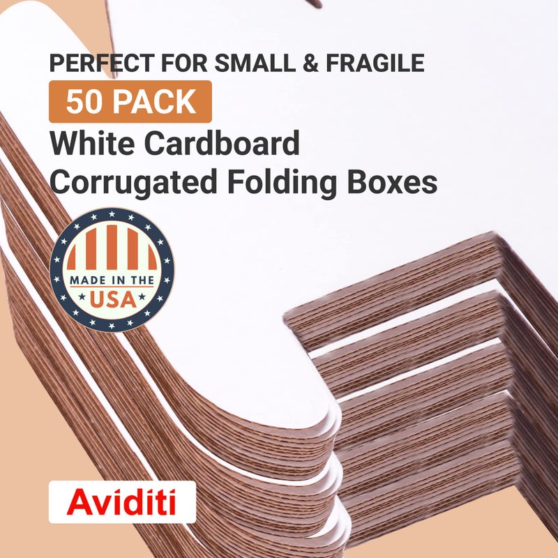 Aviditi White Corrugated Cardboard Mailing Boxes, 9" x 5" x 3" (Pack of 50) Crush-Proof Mailers, Small Cardboard Boxes for Shipping, Packing, Moving, and Storage - Image 3