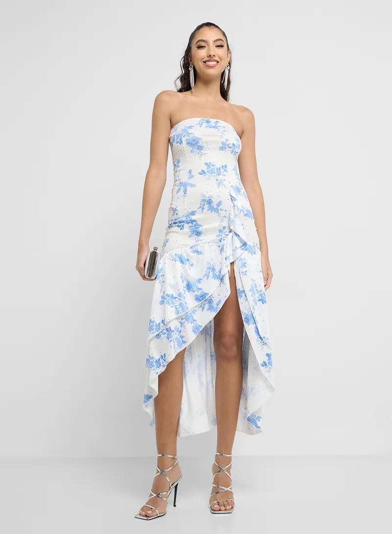 جينجر Floral Strapless Dress