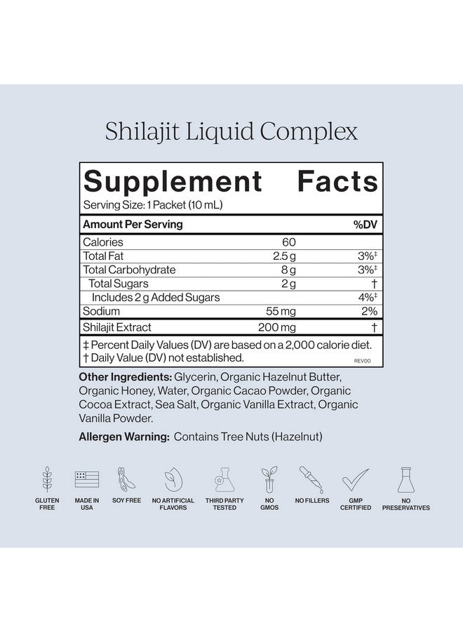CYMBIOTIKA Shilajit Liquid Complex - 85+ Trace Minerals for Energy, Focus & Recovery Adaptogen - Fulvic & Humic Acid - Cacao, Honey, Hazelnut Butter & Sea Salt - 26 Daily Packets - Image 4