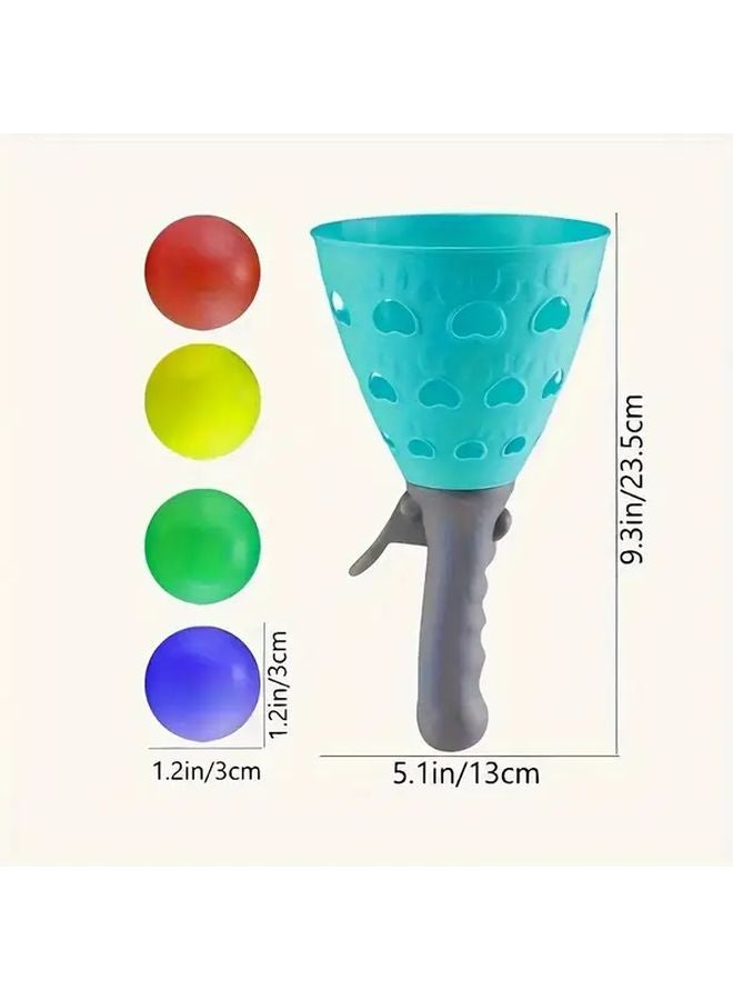 Blue Pop Pass Catch Ball Game with 2 Launcher Baskets 4 Balls for Outdoor Indoor Play - Image 3