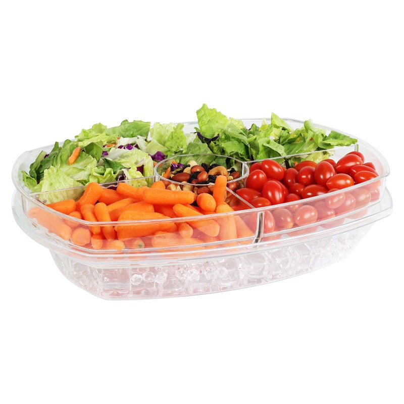 7Penn Acrylic Appetizer Serving Tray - 4 Compartment Transparent Chilled Serving Platter with Flip-Over Ice Tray Lid - Image 5