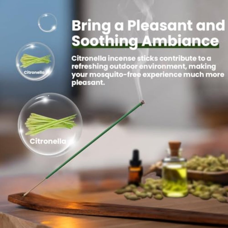 60pcs Mosquito Repellent Citronella Incense Sticks with Holder, Natural Plant Ingredients Citronella Oil Lemongras Rosemary Oil, DEET Free Repellent Outdoor Citronella Incicks - Image 3