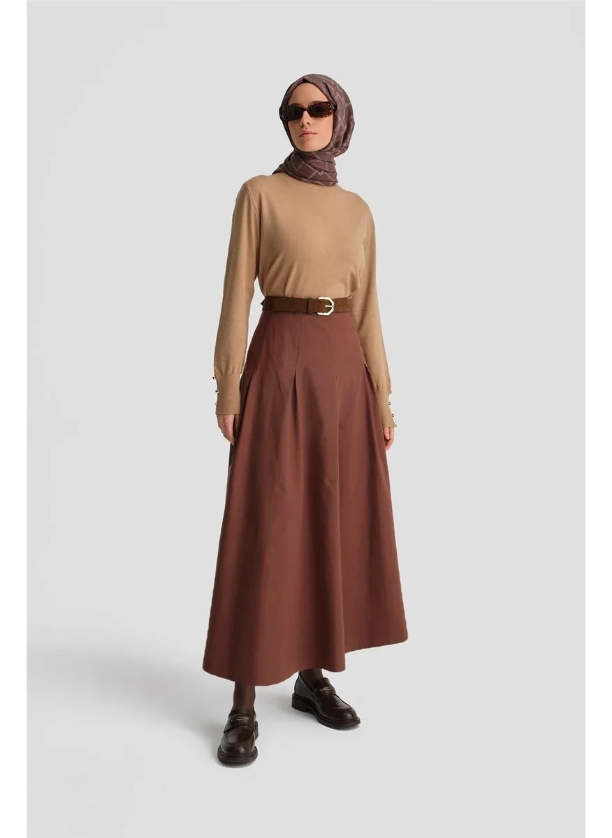 ARMINE Pleated Cotton Skirt 24K1705 Red Brown