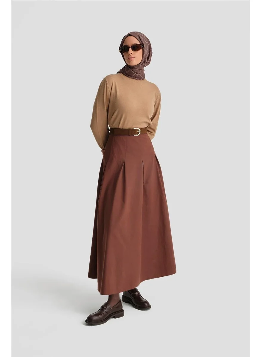 ARMINE Pleated Cotton Skirt 24K1705 Red Brown
