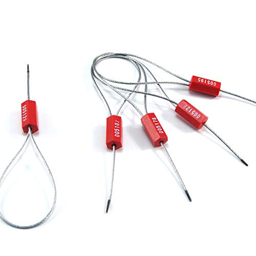 LeadSeals Pull-Tite Steel Security Cable Wire Seals Numbered Anti-Tamper Security Tags (Red, Pack of 50pcs) - Image 4