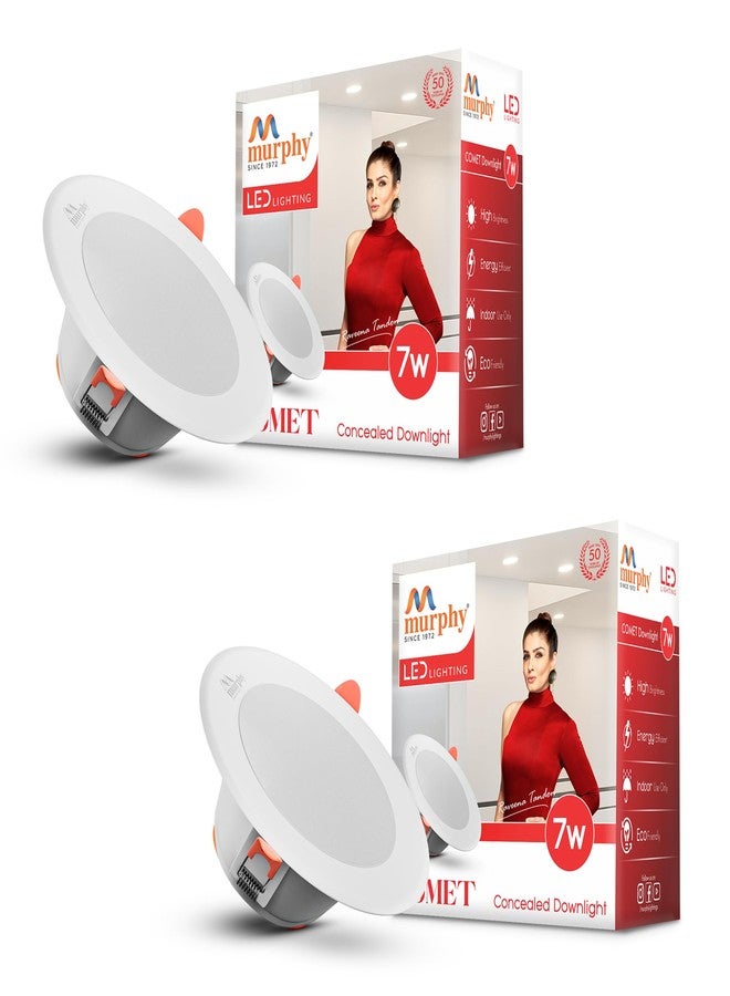 مورفي مصباح مورفي كوميت LED 7 واط، إضاءة بيضاء محايدة، دائري، عبوة من قطعتين، مصباح LED للسقف الغائر، مناسب لعلبة توصيل 3 بوصة (ضمان لمدة عامين) - Image 1