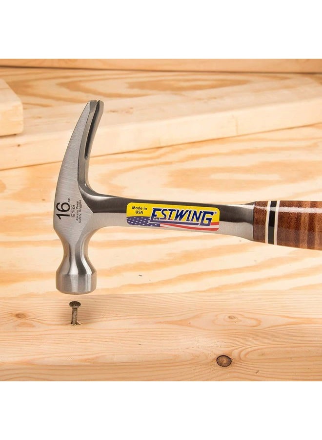 Estwing Hammer - 16 Oz Straight Rip Claw With Smooth Face & Genuine Leather Grip - E16S - Image 4