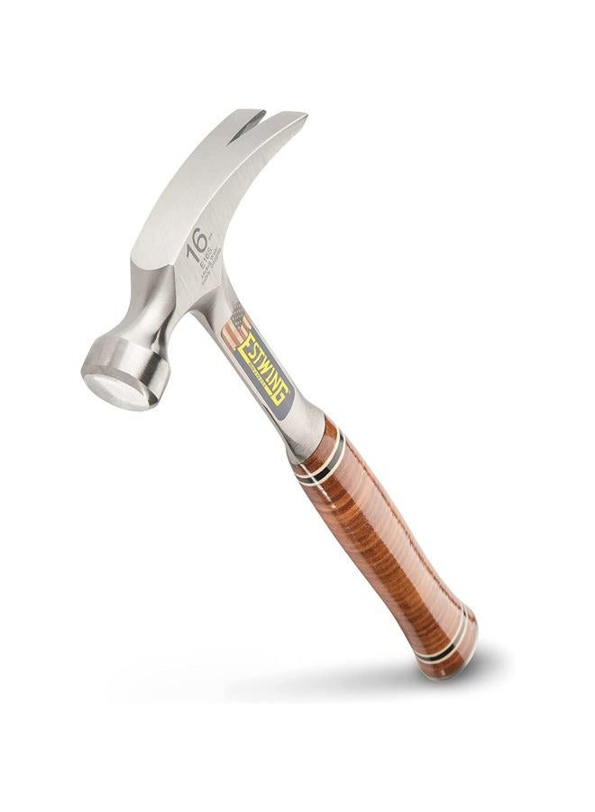 Estwing Hammer - 16 Oz Straight Rip Claw With Smooth Face & Genuine Leather Grip - E16S - Image 1