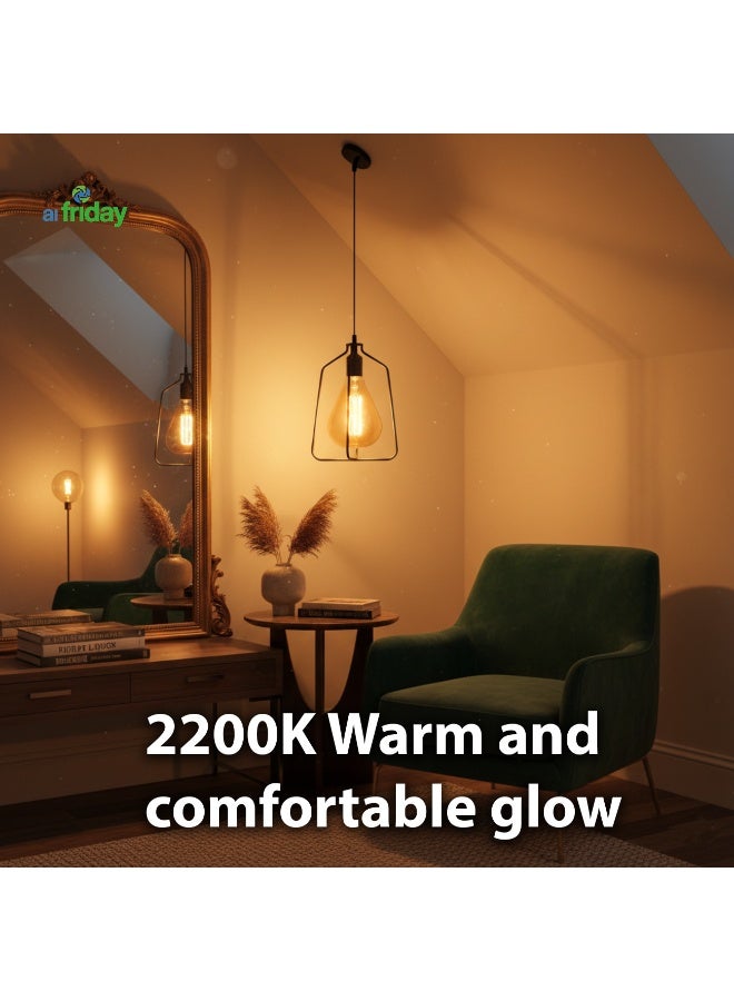 ALFRIDAY Vintage LED Filament Bulb - Warm Amber Decorative E27 2200K Energy-Saving - Image 2