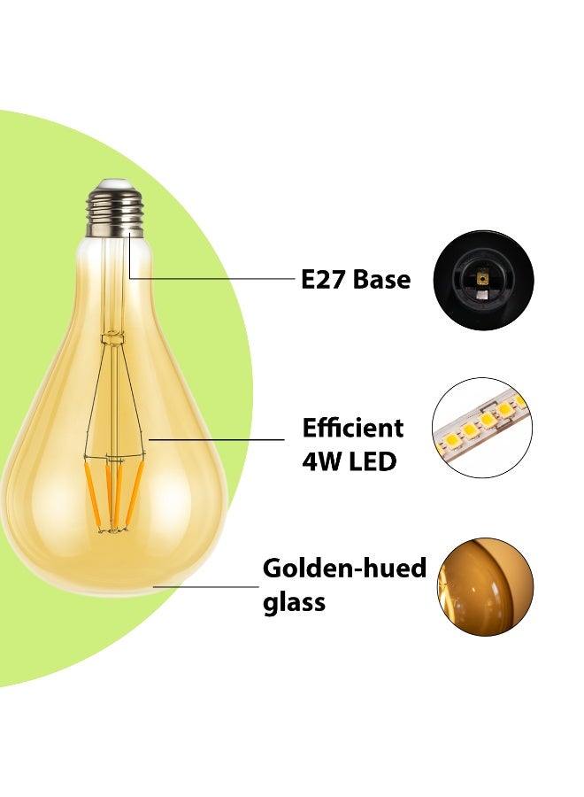 ALFRIDAY Vintage LED Filament Bulb - Warm Amber Decorative E27 2200K Energy-Saving - Image 4