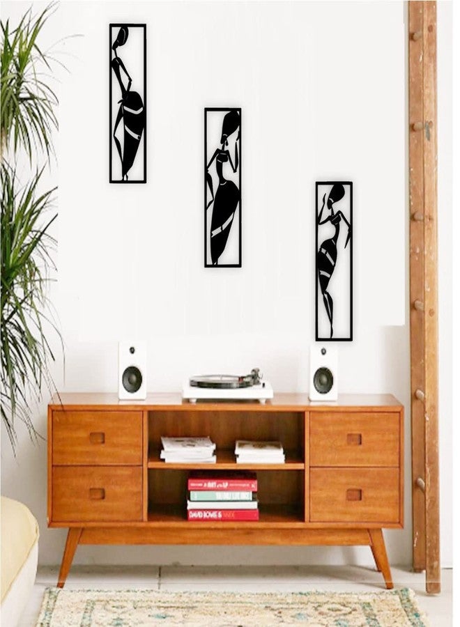 300Sparkles Tribal Women Frames Wooden Wall Decor Home Decorative Items Living Room Office Decoration Wall Art Hanging 3 Pcs. Set - Image 2