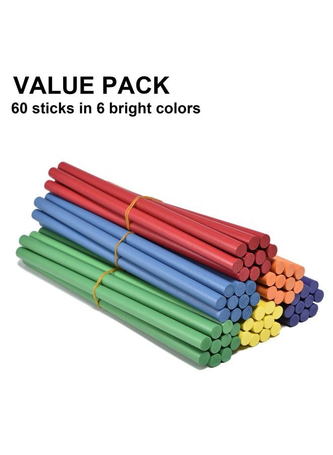 DOMG 60 Pieces Rhythm Sticks for Kids Bulk, Wood Lummi Sticks Music Classroom Percussion Instruments, 6 Colors - Image 2
