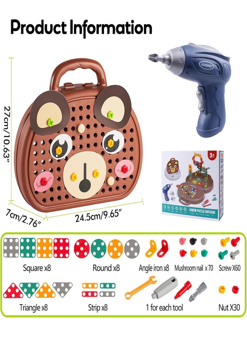 204-Piece Kids Drill Toy Set, Construction Engineering Building Block Games with Toy Drill  Screw Driver Tool Set, Stem Learning Toys for Boys Girls - Image 2