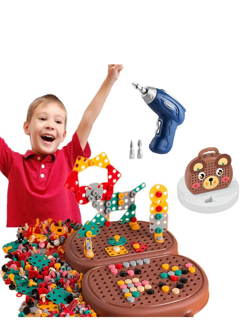 204-Piece Kids Drill Toy Set, Construction Engineering Building Block Games with Toy Drill  Screw Driver Tool Set, Stem Learning Toys for Boys Girls - Image 1