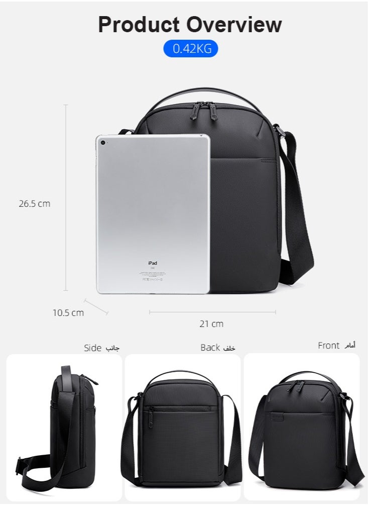 ARCTIC HUNTER - Messenger Bag for Men, Lightweight Water Resistant Crossbody Bags for Work with Tablet Compartment, Black - Image 1