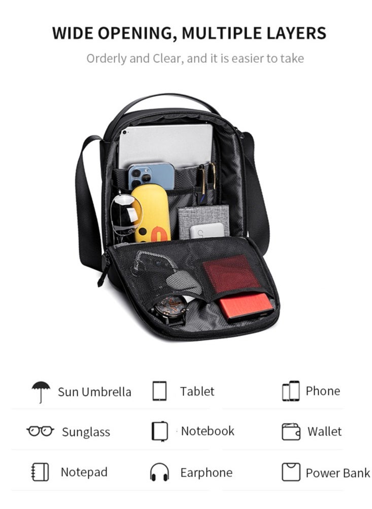 ARCTIC HUNTER - Messenger Bag for Men, Lightweight Water Resistant Crossbody Bags for Work with Tablet Compartment, Black - Image 1