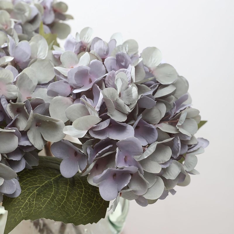 Kisflower كيسفلور زهور هيدرانجيا حريرية زرقاء بحرية لديكور الطاولة زهور اصطناعية مع سيقان لديكور المنزل وحفلات الزفاف والحفلات 6 قطع - Image 3