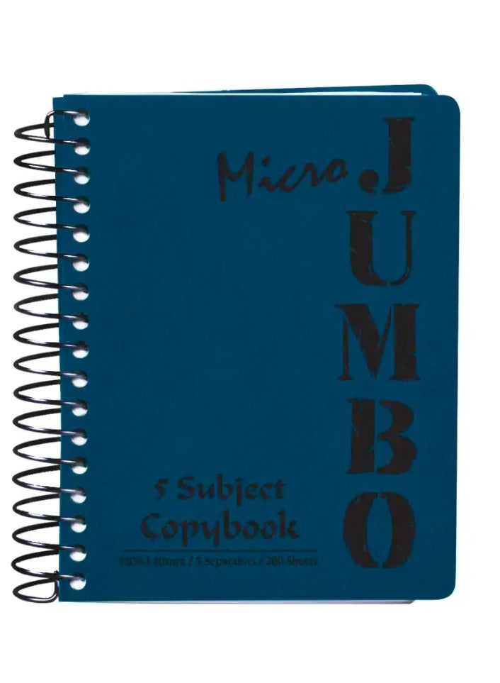 Mintra Micro Jumbo Lined Note Book- 14.8x10cm, 200 Sheets, 5 subjects  blue 