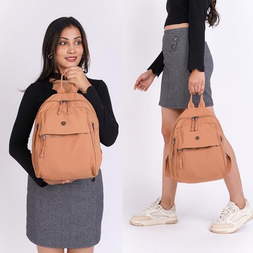 TS WITH TECHSUN Women Mini Backpack | Water-Resistant Compact Bag for Travel, Daily Use & Casual Outings | Fits Only Essentials (L) 26CM X (W) 15CM X (H) 32CM ((L) 26CM X (W) 15CM X (H) 32CM) BROWN - Image 5