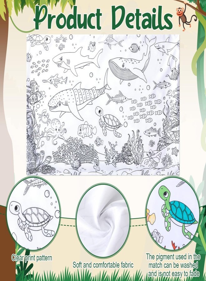 Mindsoft Coloring Craft Coloring Pillowcase Ocean Pillowcase with 12 Pcs Markers Pens for Decoration Supplies Craft, 28.7 x 19.7 Inch - Image 3