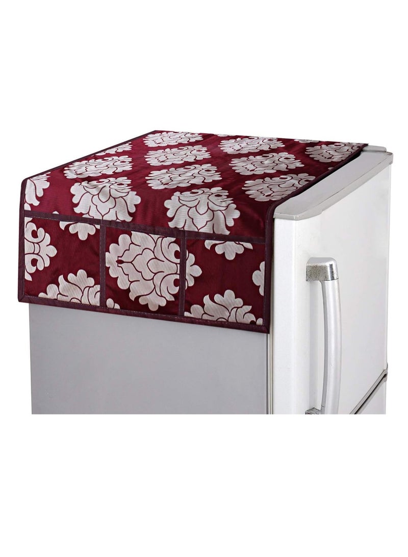 Kuber Industries Flower Design 3 Pieces PVC Fridge Mats And 1 Piece Fridge Top Cover (Maroon), 94 x 54 x 1 cm - Image 4