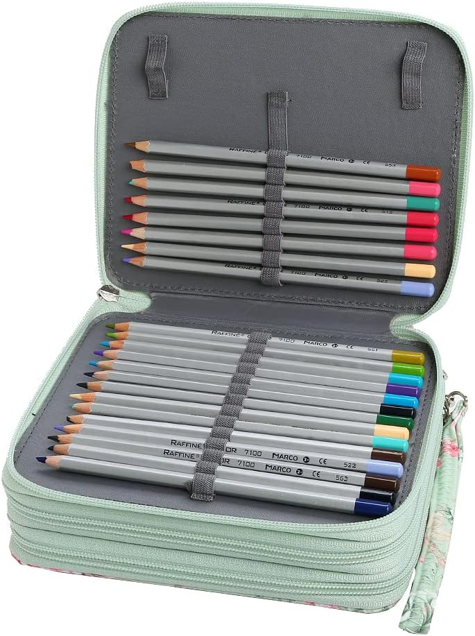 Lbxgap Rose Colored Pencil Organizer - 72 Slot Case with Zipper for Watercolor Pens, Markers and More - Image 2