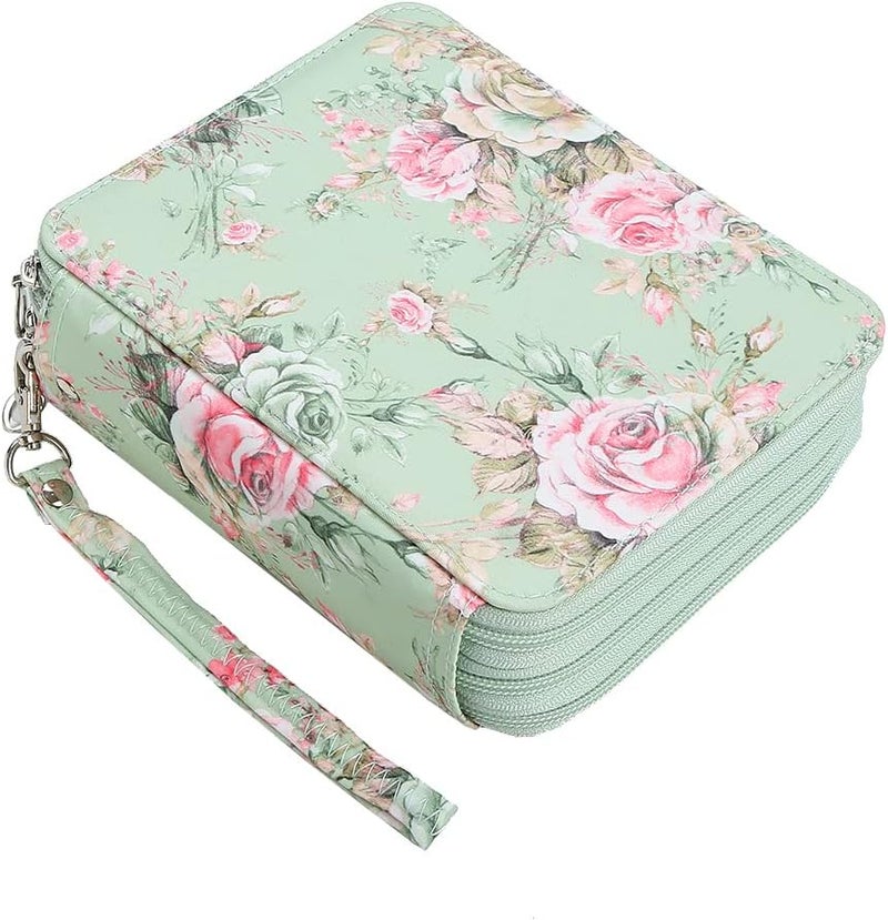 Lbxgap Rose Colored Pencil Organizer - 72 Slot Case with Zipper for Watercolor Pens, Markers and More - Image 1