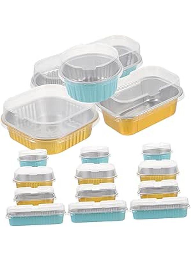 30 Pack Aluminum Foil Cake Pans With Lids Reusable Rectangular Baking Molds For Tarts Pudding Cheesecakes Cupcakes Oven Safe Food Containers Quick Heat Conductivity - Image 1