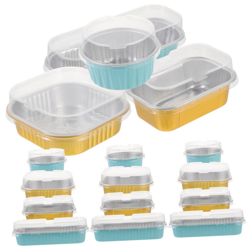 30 Pack Aluminum Foil Cake Pans With Lids Reusable Rectangular Baking Molds For Tarts Pudding Cheesecakes Cupcakes Oven Safe Food Containers Quick Heat Conductivity - Image 2