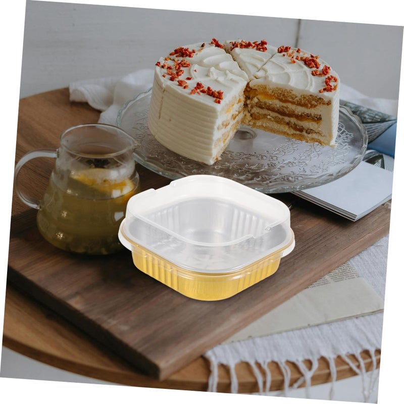30 Pack Aluminum Foil Cake Pans With Lids Reusable Rectangular Baking Molds For Tarts Pudding Cheesecakes Cupcakes Oven Safe Food Containers Quick Heat Conductivity - Image 3