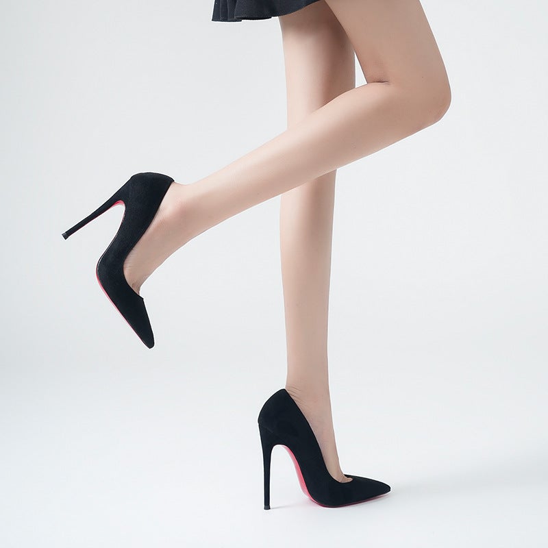 12 سم كعب عالٍ سوبر ستيلتو أحمر القاع كعب عالٍ أسود 2025 صيفي مضيف مسرح فستان سهرة أحذية عرض أزياء - Image 5