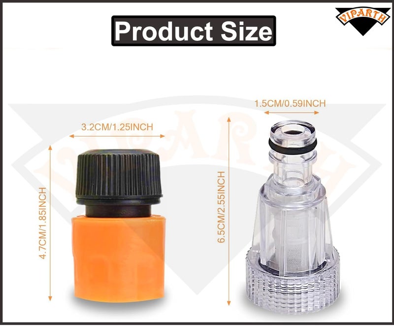 VIPARTH Plastic High Pressure Washer Water Filter Connection Accessory 3/4" | Inlet Nozzle (Nipple) with Quick Connector | Universal Compatibility | Pack of 1 - Image 3