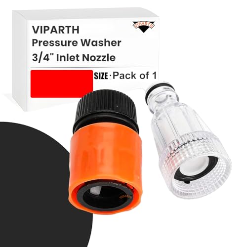 VIPARTH Plastic High Pressure Washer Water Filter Connection Accessory 3/4" | Inlet Nozzle (Nipple) with Quick Connector | Universal Compatibility | Pack of 1 - Image 1