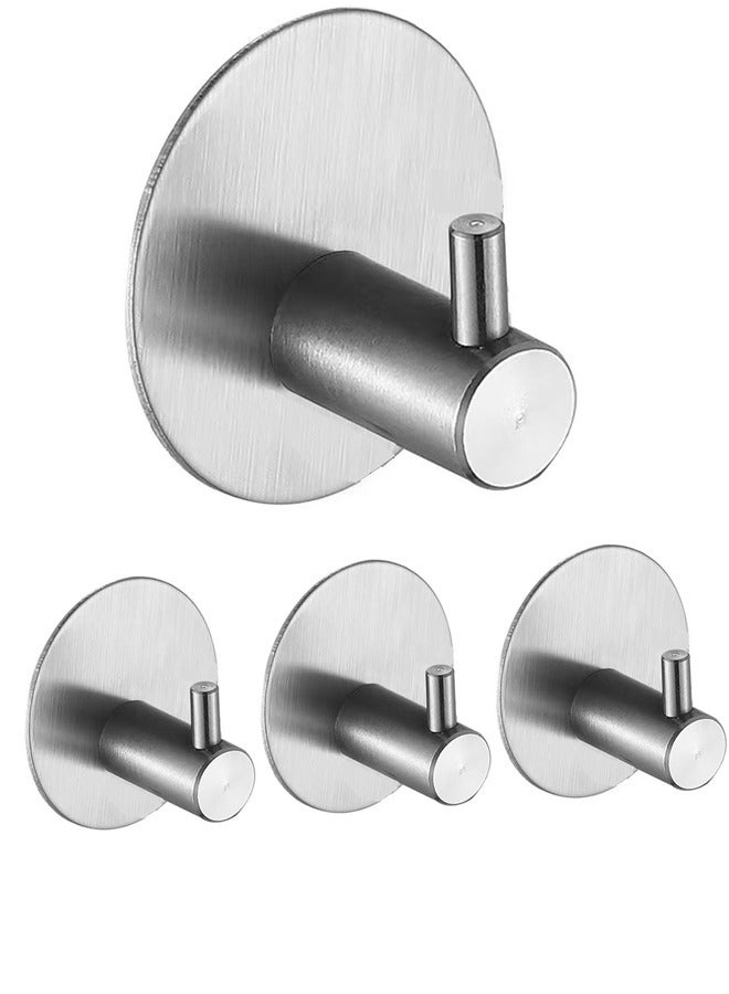 Self Adhesive Hooks,Heavy Duty Stick On Wall and Door Hooks for Hanging,Towel Hooks for Coat/Robe/Towels Stick on Bathroom/Kitchen/Room, 4 Pack  - Image 1