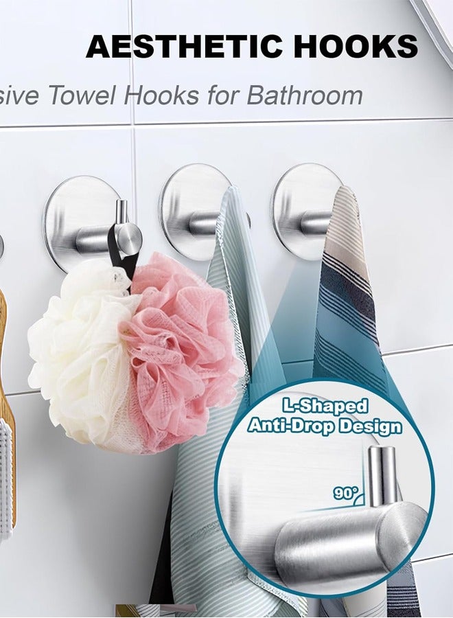 Self Adhesive Hooks,Heavy Duty Stick On Wall and Door Hooks for Hanging,Towel Hooks for Coat/Robe/Towels Stick on Bathroom/Kitchen/Room, 4 Pack  - Image 2
