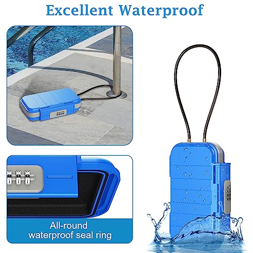 AMIR Portable Safe Box, Combination Lock Box with Code, Waterproof Anti-Theft Mini Travel Safe Box with Removable Chain, Portable Lock Box for Car Dorm Beach Hotel - Image 2