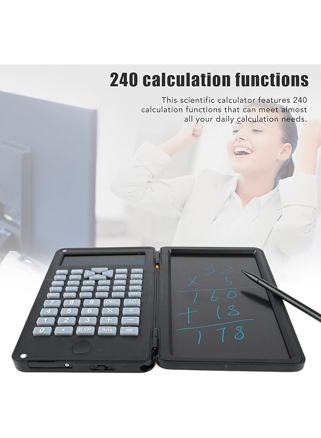 إيروريكس آلة حاسبة علمية مع لوحة كتابة LCD تحتوي على 240 وظيفة حاسبة رياضية بشاشة عرض صفين محمولة للطلاب علمية للاستخدام في المكتب والمدرسة - Image 3