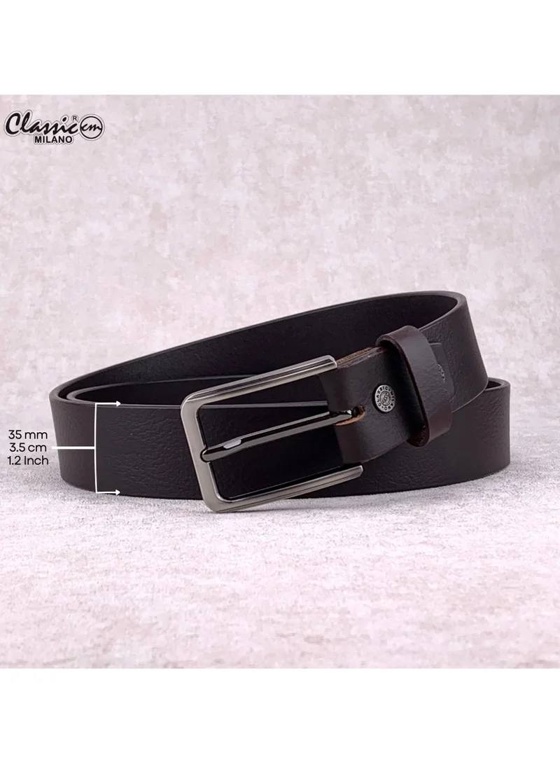 Classic Milano Brown (StateMilled35MM) Classic Milano Genuine Leather Belt for Men – Black and Brown Formal Men's Belt  – Men Belts for Office & Business Wear – Mens Belt Leather with Gift Box for Men | Best Price UAE